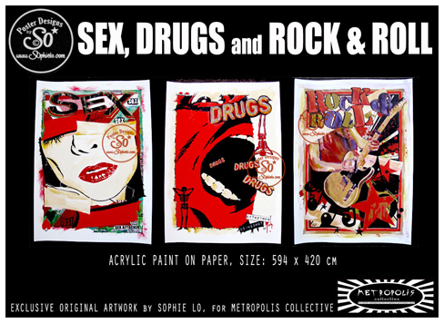 Original Acrylic Artwork for Metropolis Collective, Sex Drugs and Rock N Roll Exhibition, August to October 2012